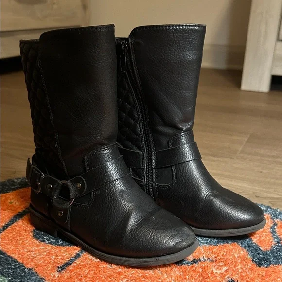 Black Leather Women's Boots - Picture 2 of 4